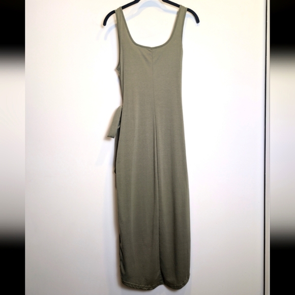 Green Sleeveless Tank Side Tie Hi-Lo Wrap Dress Size Medium - Picture 3 of 7